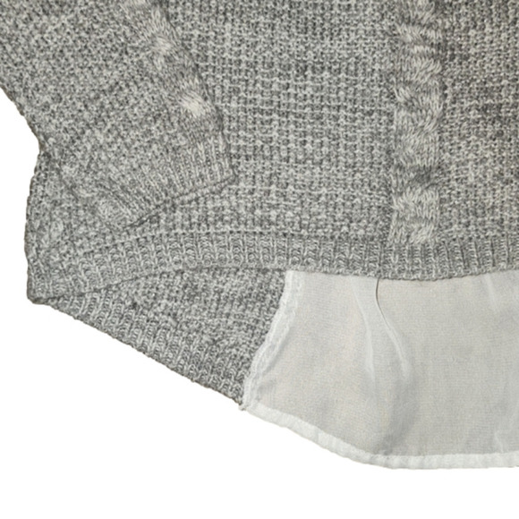 Little LASS Grey Knitted Sweater with Sheer Accent on Back and Bow - Picture 3 of 5